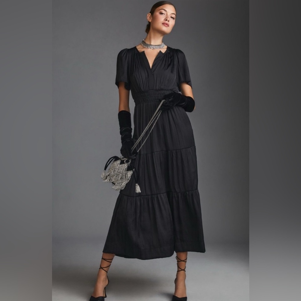 Black Anthropologie Somerset Black Maxi Dress